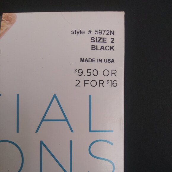 New Hue Essential Solutions Clear Control Sheer Pantyhose Black Size 2 #5972N - Picture 2 of 5